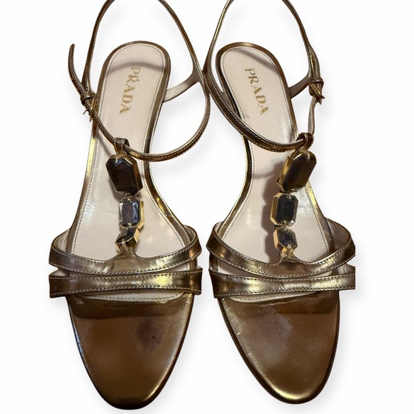 Prada Shoes - Prada Women's Sandals in Gold - Size 38